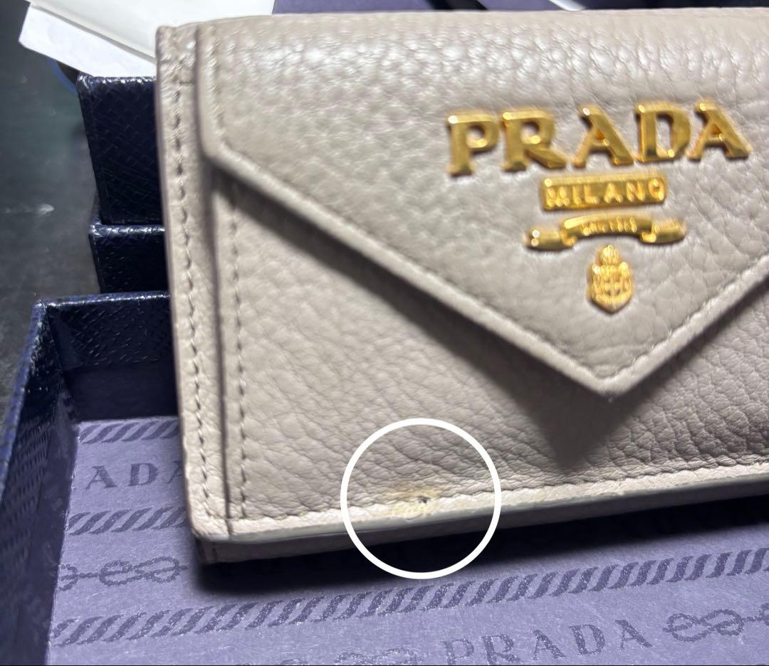 込み込み価格❣️PRADA プラダ 三つ折り財布グレー＆ピンク バイカラー