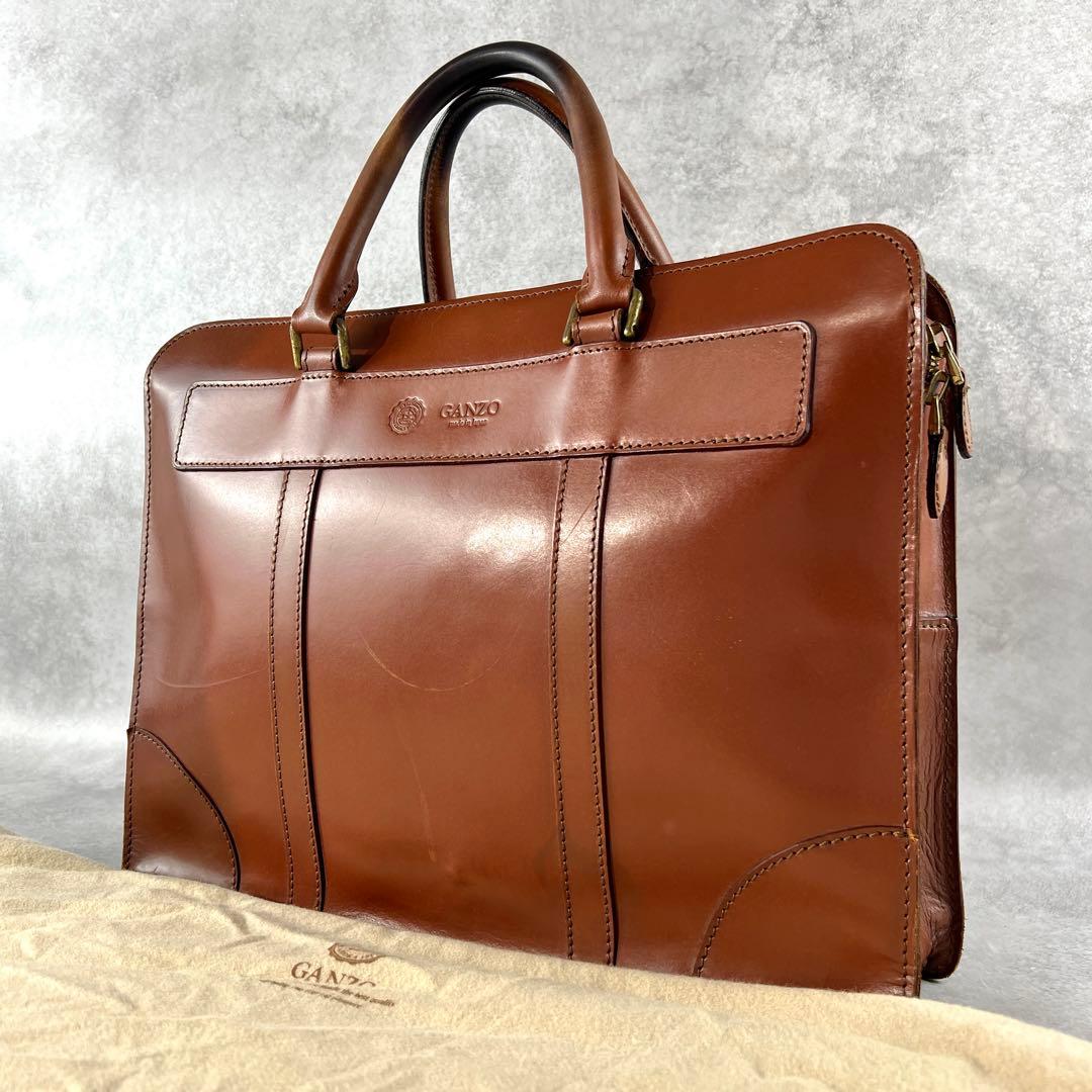 入手困難✨ ガンゾ ビジネスバッグ ブライドルレザー A4資料 ブラウン