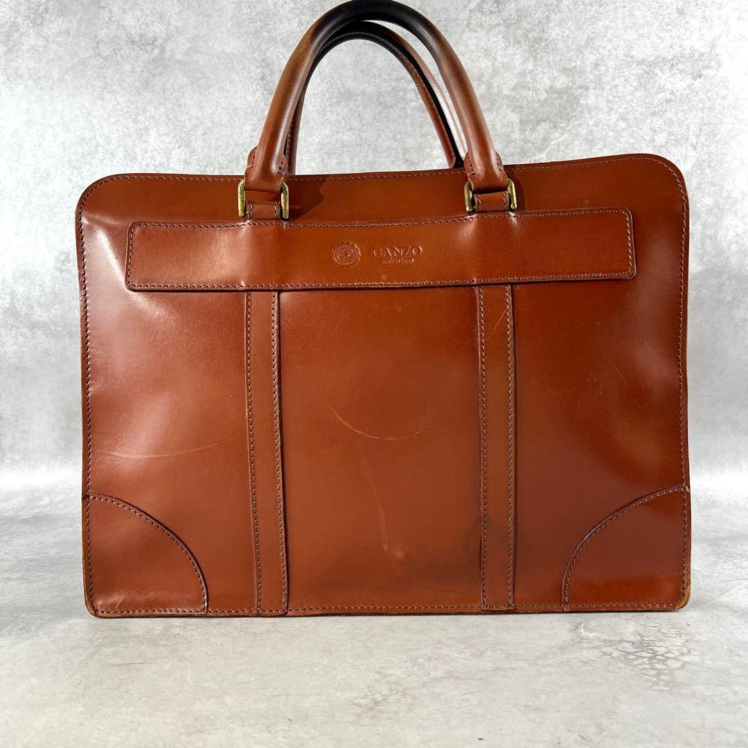入手困難✨ ガンゾ ビジネスバッグ ブライドルレザー A4資料 ブラウン