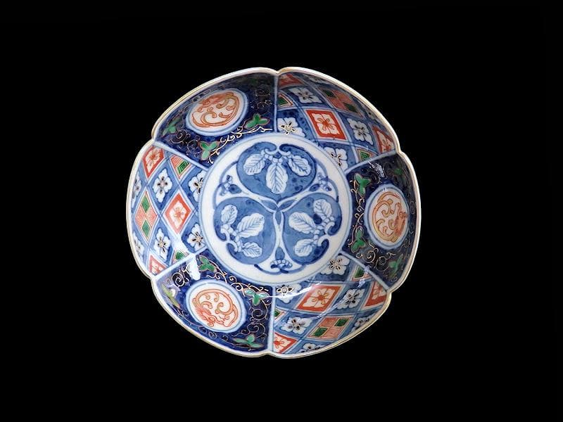 大聖寺伊万里　団龍紋に金唐草　中陰菱に花菱紋の図　膾皿　２客F334AS-CYa