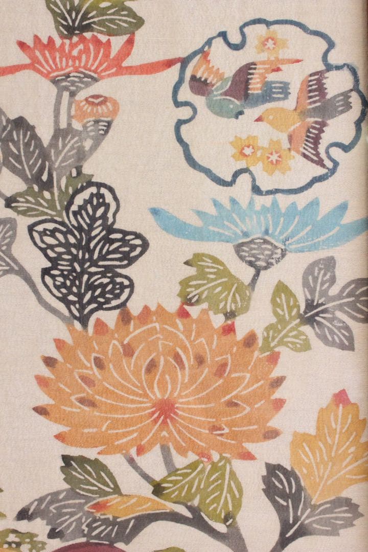 No5088 額装　染色画　花鳥　紅型　びんがた　琉球　伝統工芸　美術　送料無料