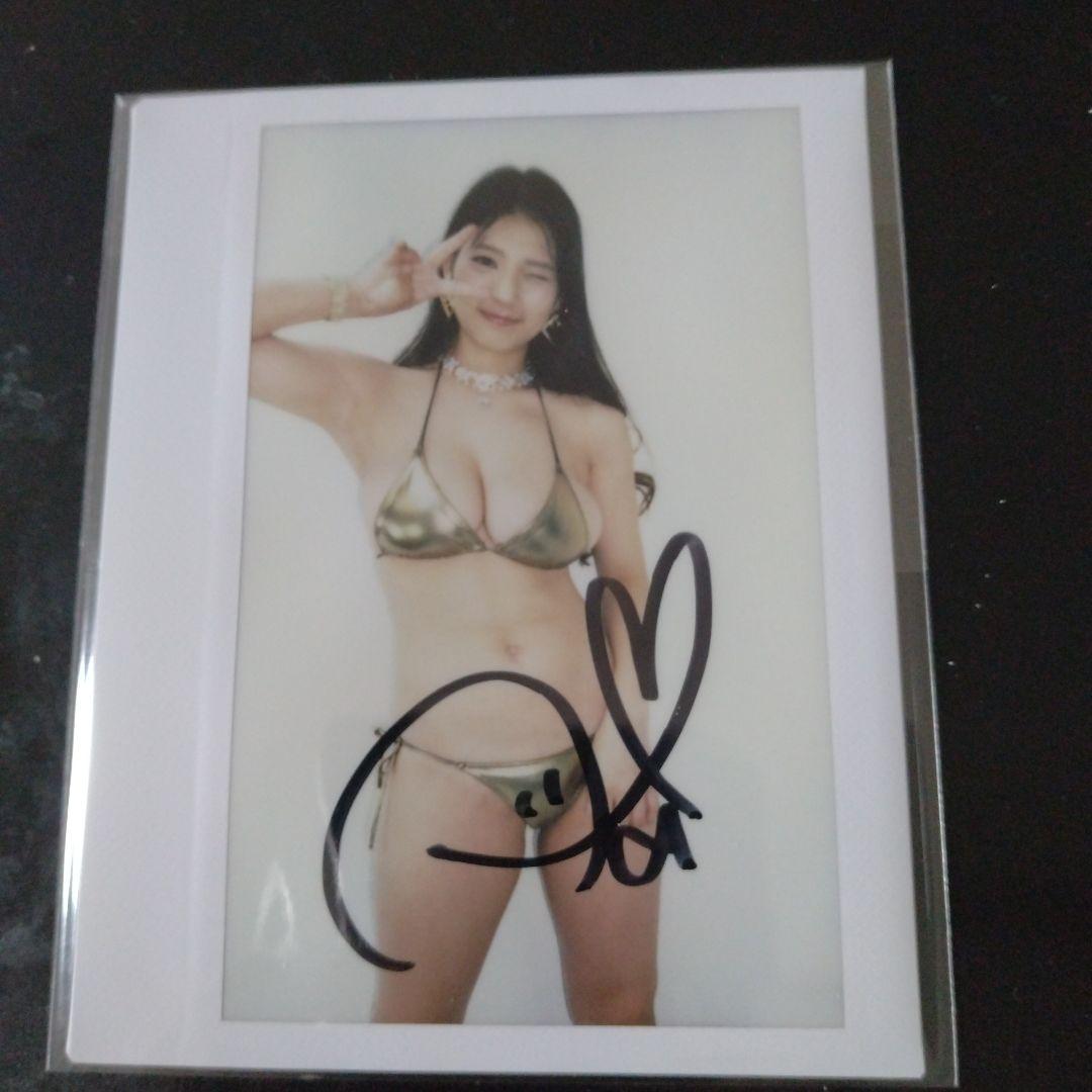 藤乃あおい サイン入りワイドチェキゴールドビキニ