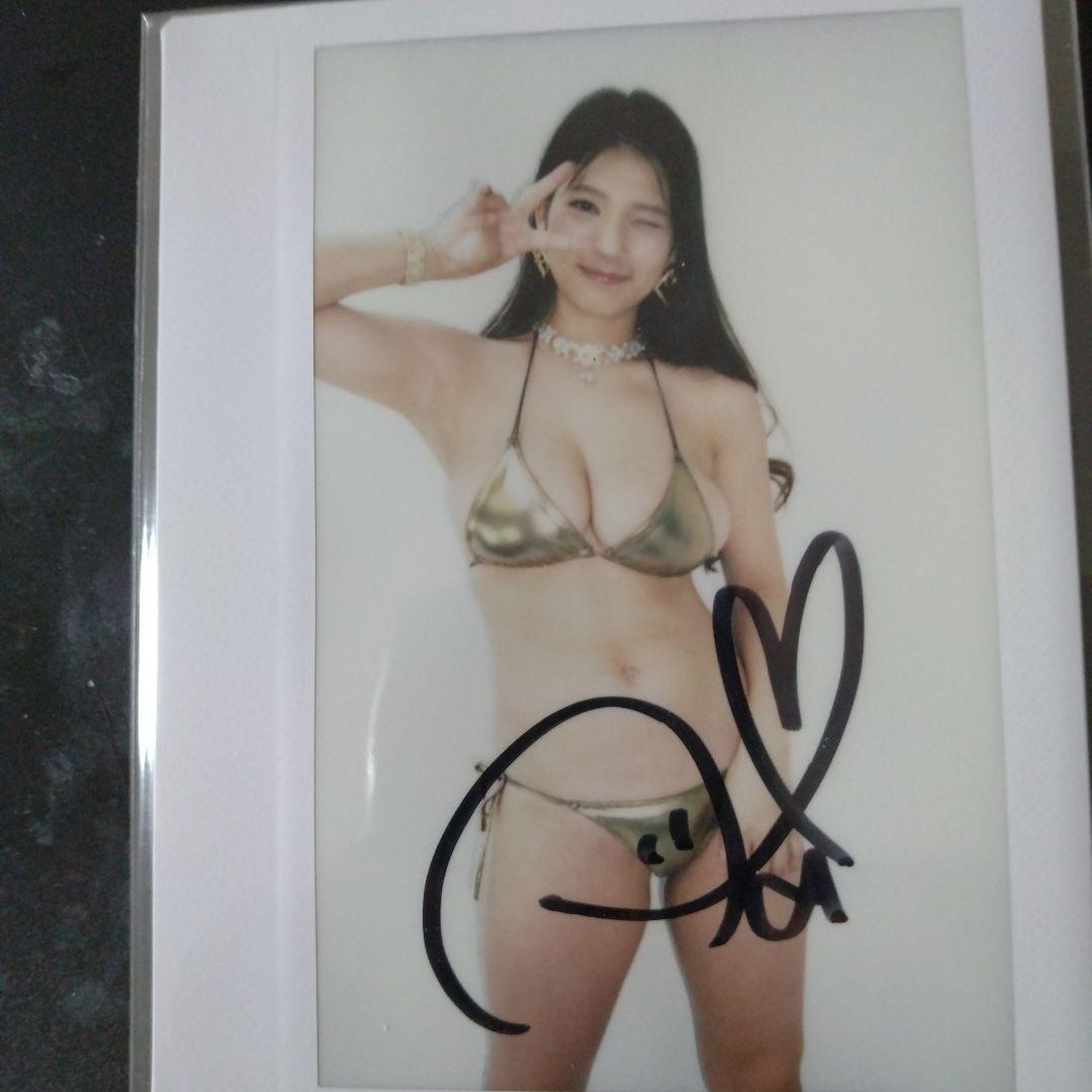 藤乃あおい サイン入りワイドチェキゴールドビキニ