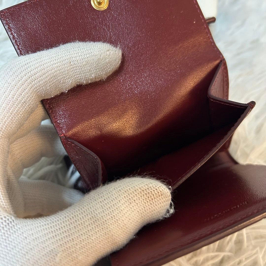 【美品✨クロコ型押し/スモールトリフォールド】セリーヌ　ボルドー　財布　人気　稀
