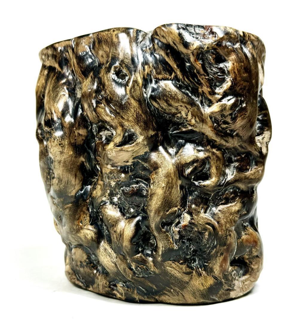 清時代 天然海松（黒珊瑚）筒 特太 2.01kg 書道 華道 茶道WWWT076