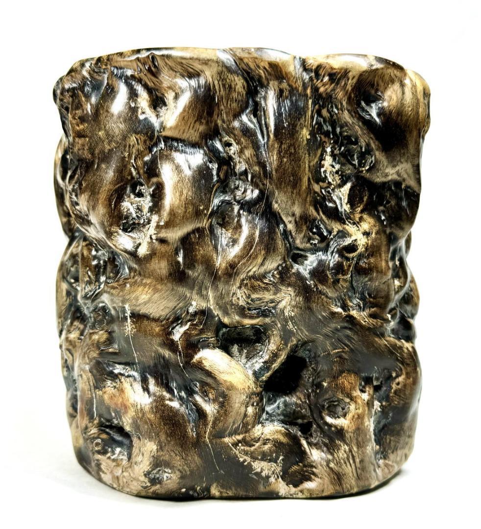 清時代 天然海松（黒珊瑚）筒 特太 2.01kg 書道 華道 茶道WWWT076