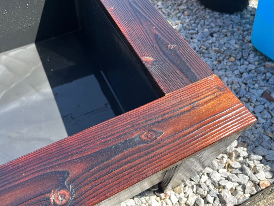 【新品・送料込】メダカ　飼育ケース　80Lトロ舟＋木枠のセット　ウォールナット