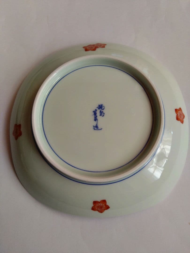 鍋島焼　其泉　桃絵　角皿　5枚セット