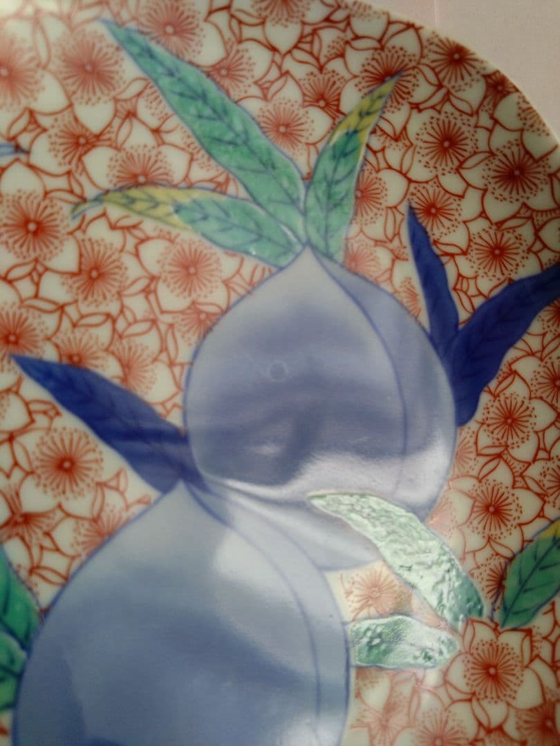 鍋島焼　其泉　桃絵　角皿　5枚セット