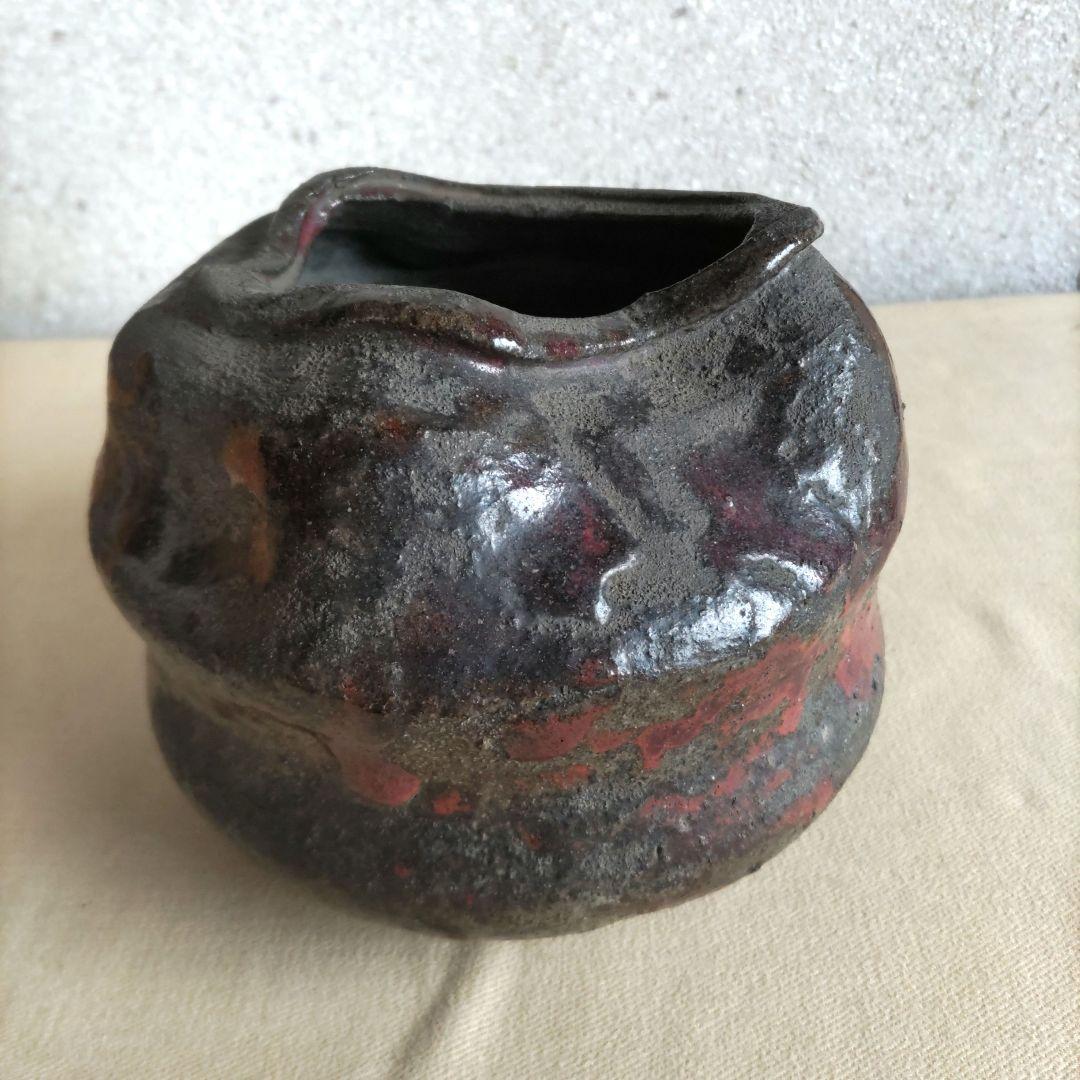 常滑焼　寿門珊瑚釉花活 H46