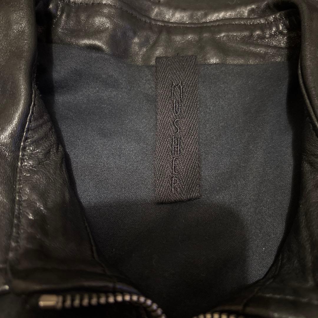 MUSHER 黒 レザージャケット　襟付きシングルライダース　タトラス