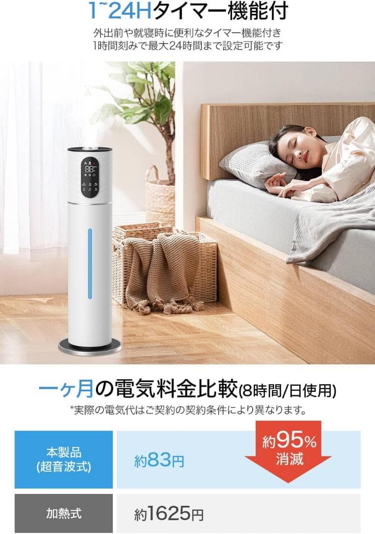 加湿器 10L 大容量 多重除菌浄化 知能恒湿 上から給水 超音波式加湿器 新品