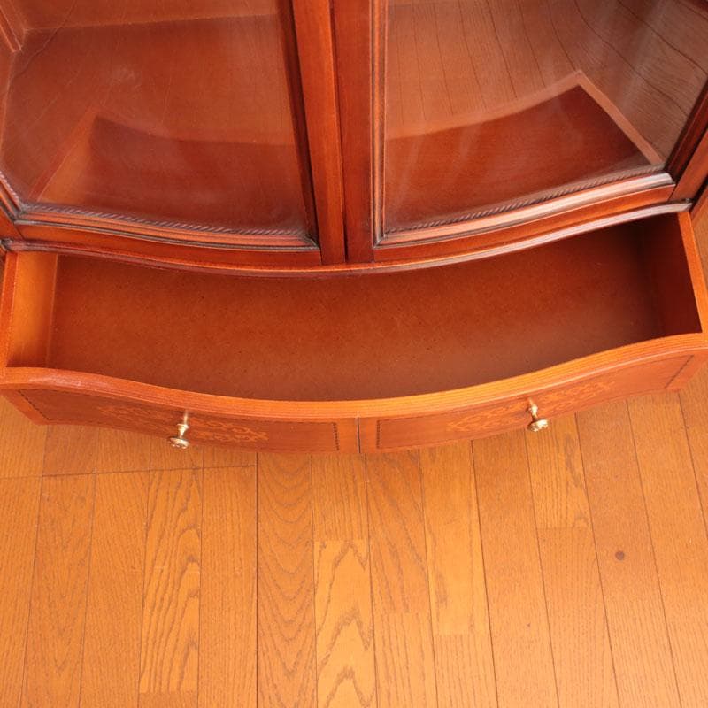 象嵌 ガラスキャビネット イタリア製 飾り棚 猫脚 602-142