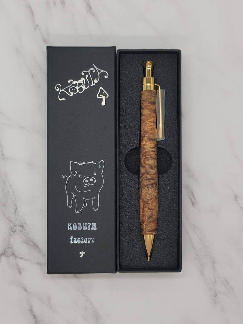 新品　こぶた工房　極上花梨瘤　白瘤+グロテスク　金金具　シャープペンシル0.5