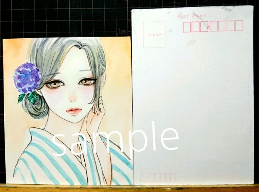 手描きイラスト《夕暮れ美人》オリジナル 原画 水彩画