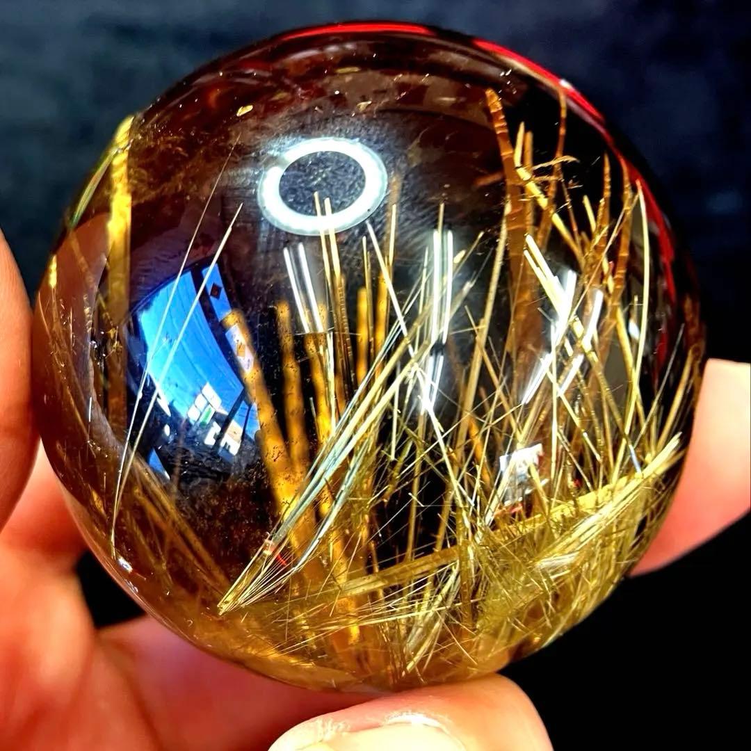 超絶綺麗✨51mm ゴールドタイチンルチルクォーツ　丸玉　スフィア　金針水晶