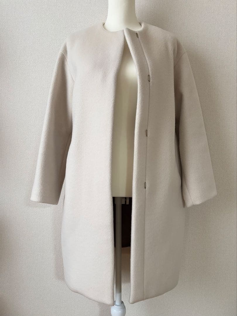 IENA ラムウールノーカラーコート #ナチュラル