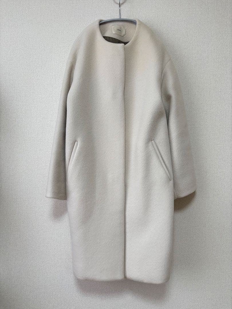 IENA ラムウールノーカラーコート #ナチュラル