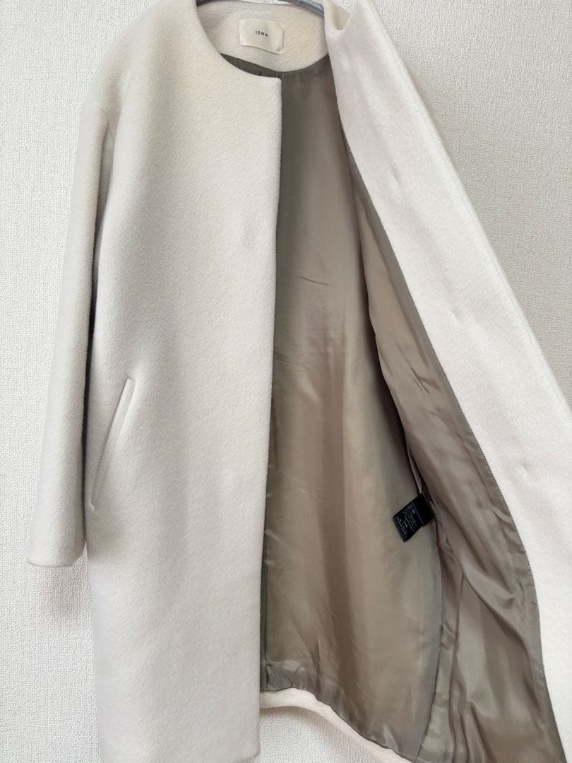 IENA ラムウールノーカラーコート #ナチュラル