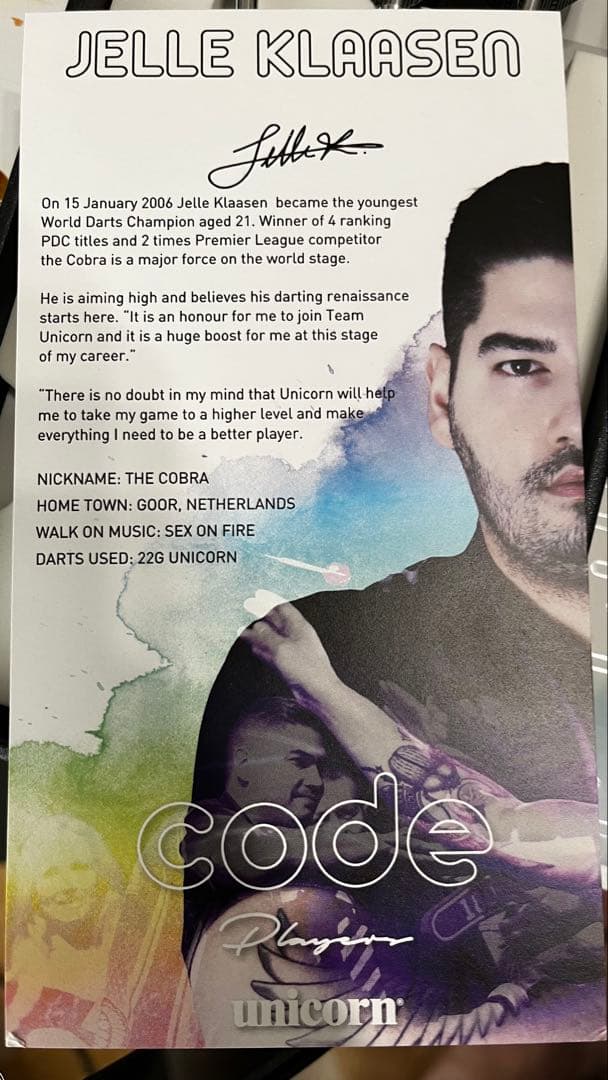 【Beck商品】Unicorn Jelle Klaasen ダーツ