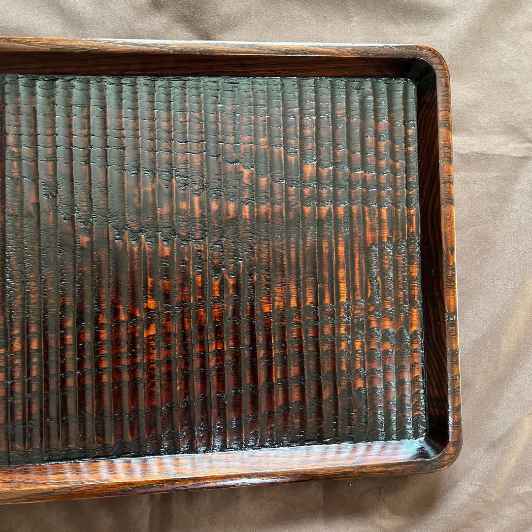 栗拭漆我谷盆　353mm×250mm×24mm　折敷　トレー　№9024