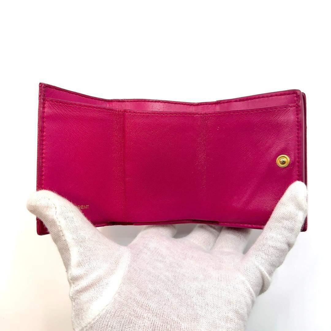 ◇サンローラン◇レザー/カサンドラ/コンパクトウォレット/三つ折り財布
