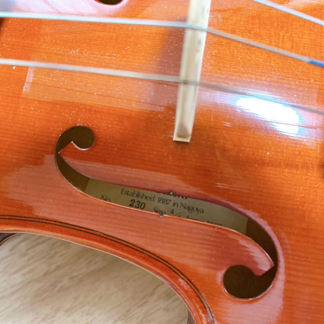 Suzuki バイオリン 4/4 No230 ケース＆顎当て2個付き