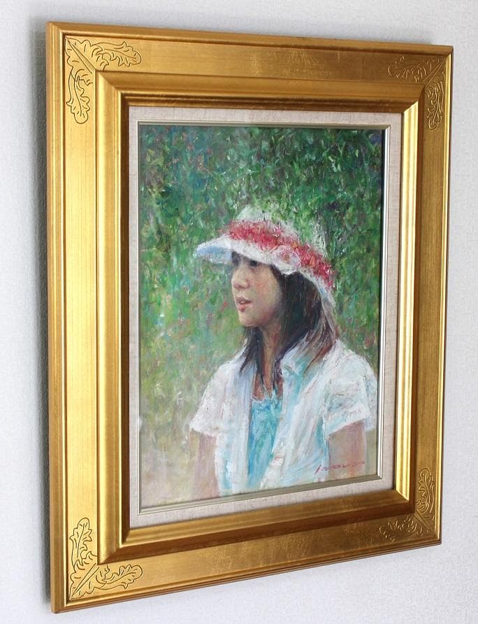 井上 司「緑陰」油彩画 F6