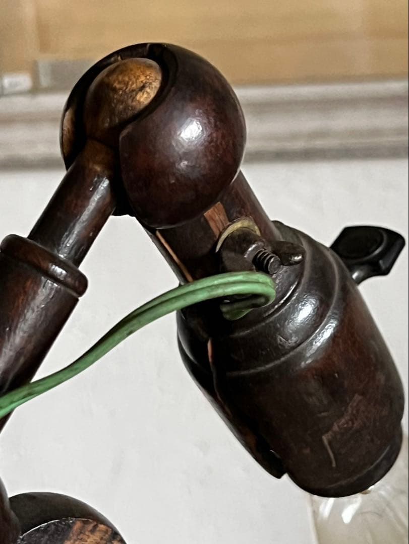 貴重！アンティークアーム木製のスタンドランプ　戦前スタンドライト　卓上ライト