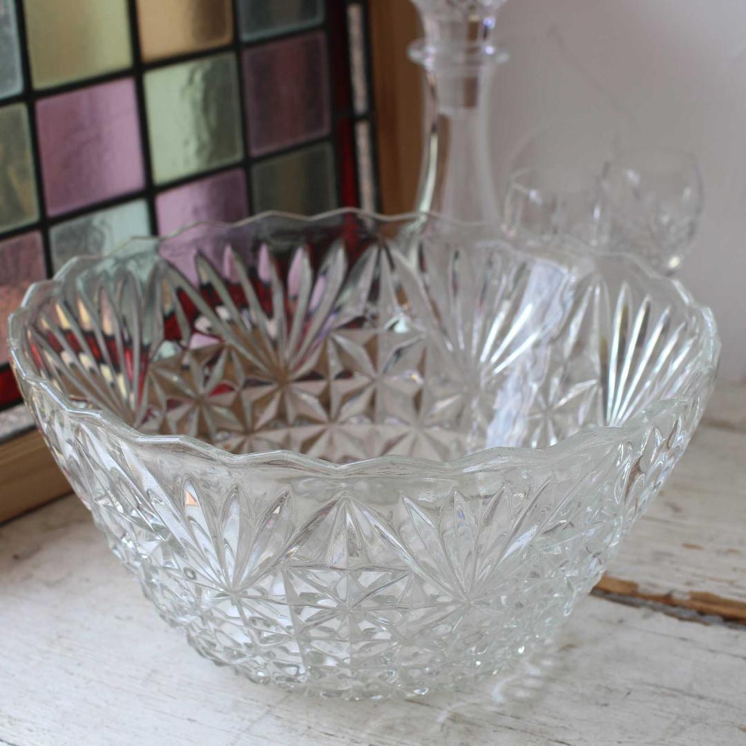 IKI-503 フランスアンティーク ガラス フルーツボウル フラワーベース