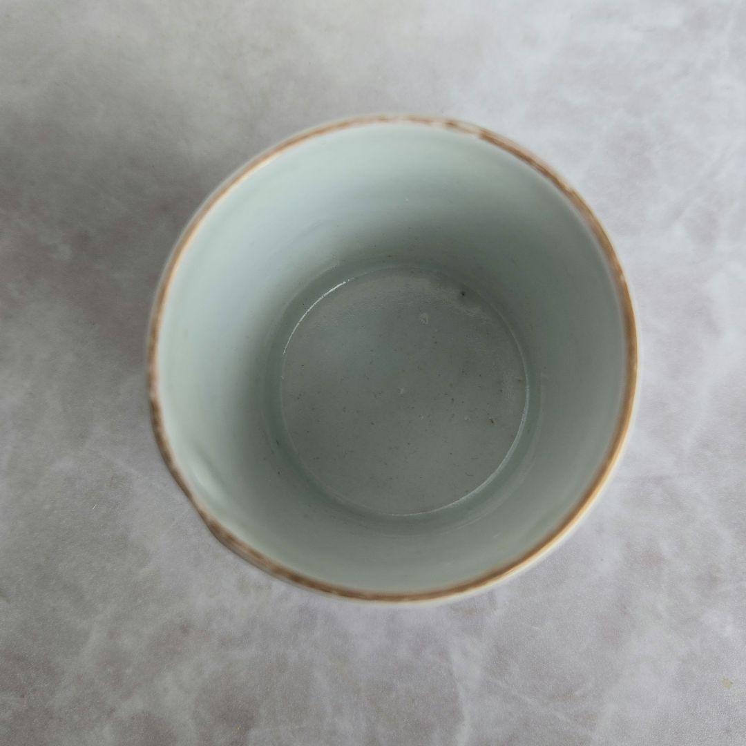 無傷完品　古伊万里　金彩赤絵　覗き　猪口　江戸時代　唐草　アンティーク　骨董