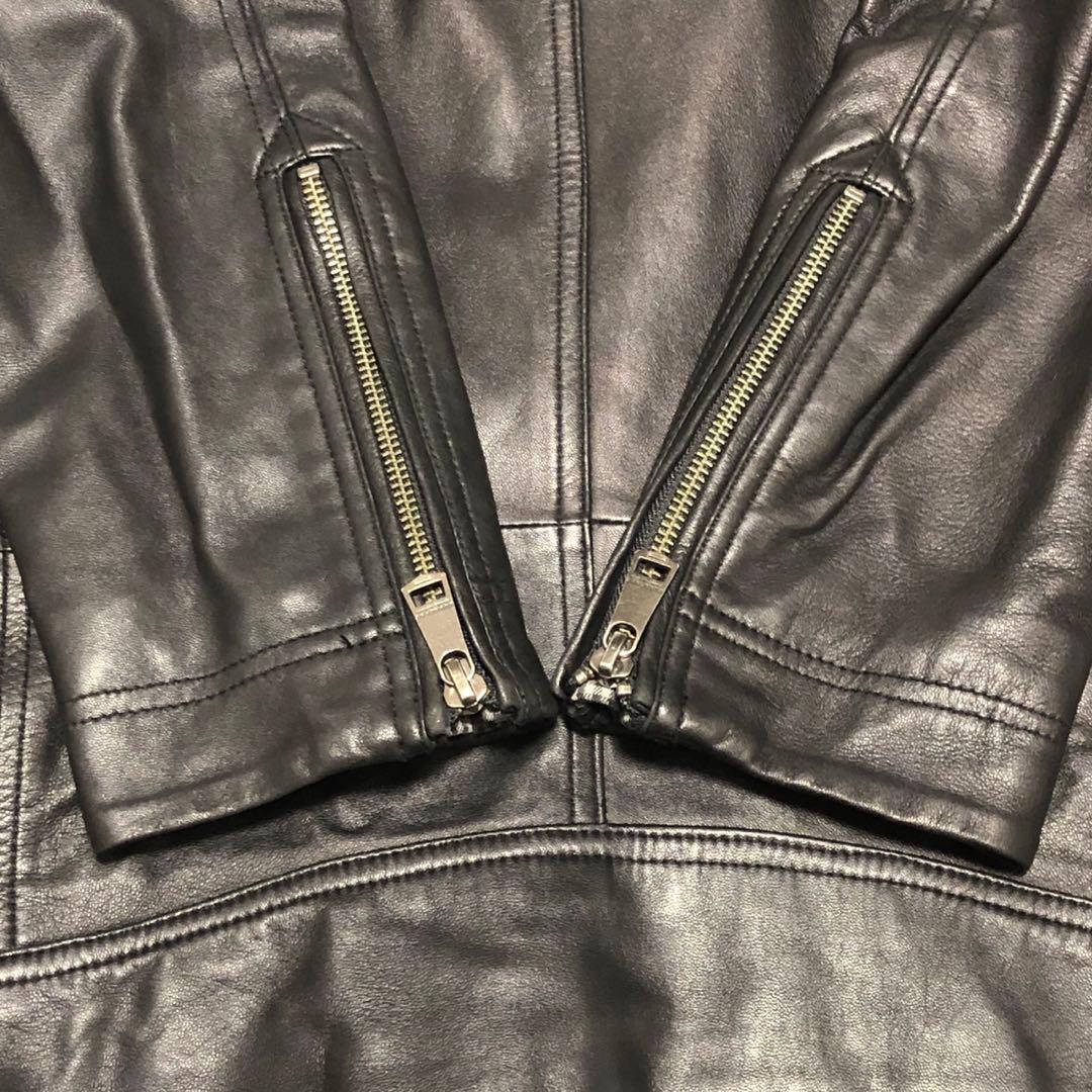 美品 バーバリーブラックレーベル ライダースジャケット ラムレザー 本革 黒