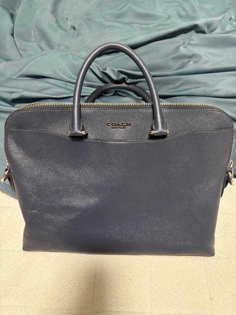 COACH ネイビー レザー メンズ ブリーフバッグ ビジネスバッグ 美品
