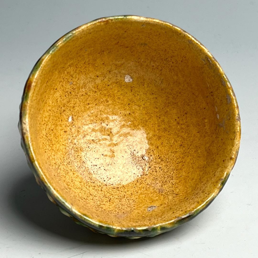 唐三彩陽刻花紋盌 唐時代 中国古玩 中国美術