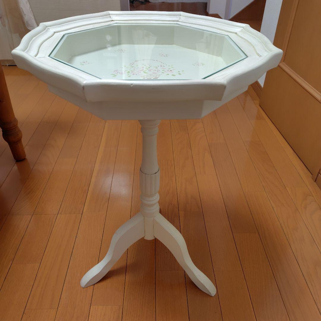 貴重　レア　イマン　ガラステーブル　ローズバスケット　シャビー