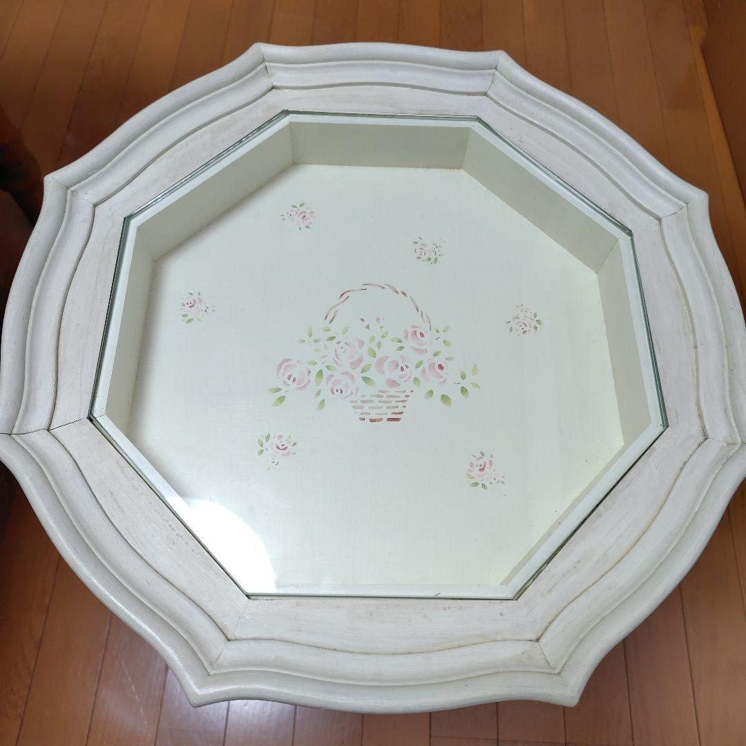 貴重　レア　イマン　ガラステーブル　ローズバスケット　シャビー