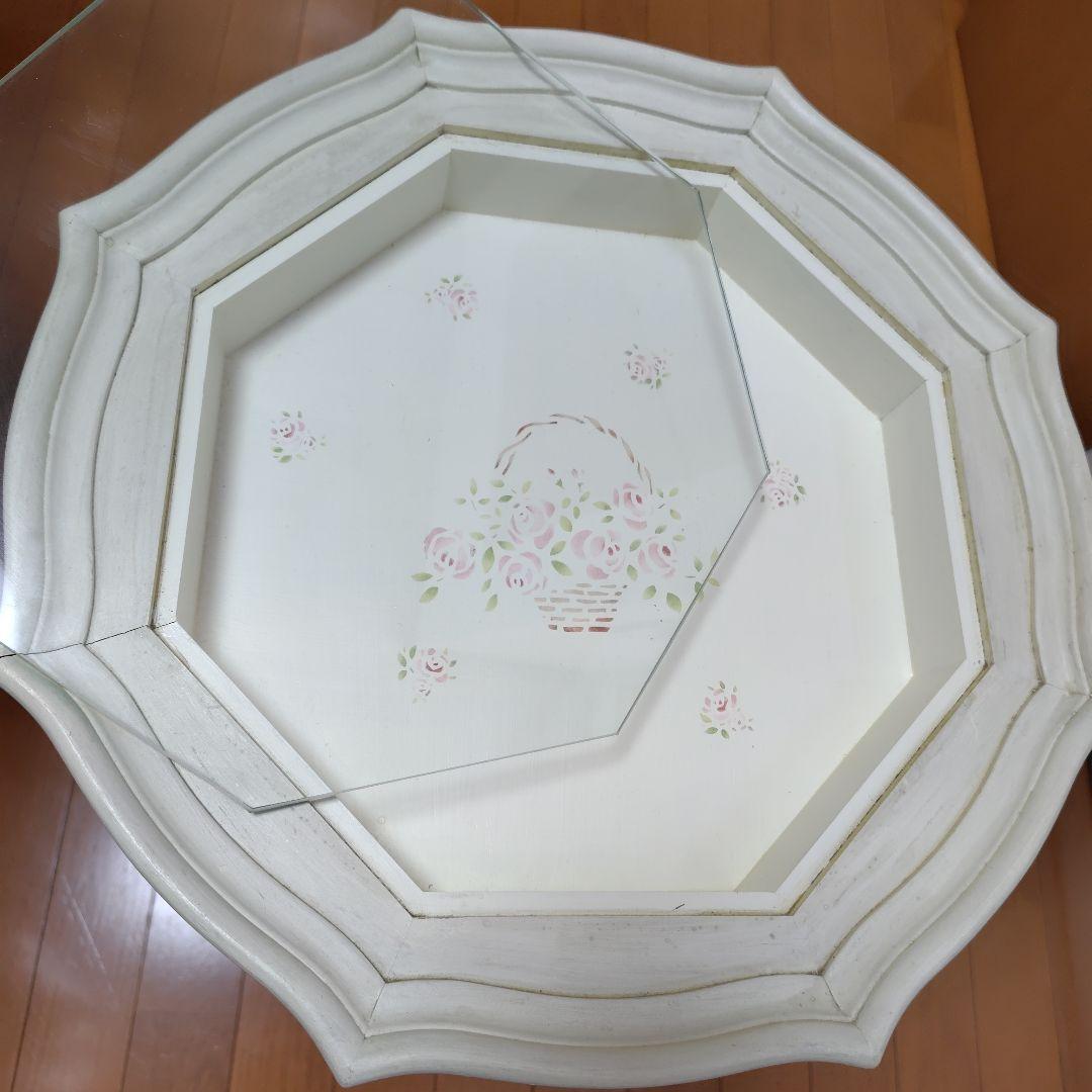 貴重　レア　イマン　ガラステーブル　ローズバスケット　シャビー