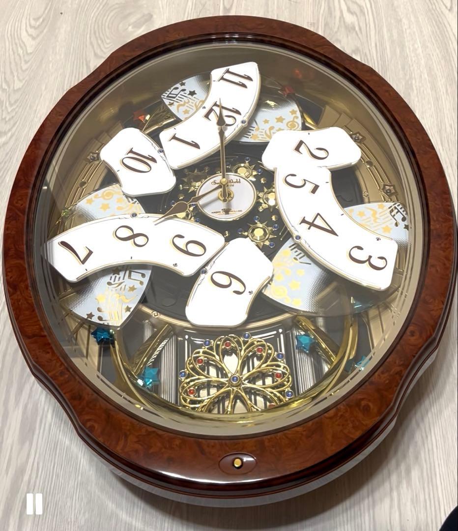 未使用品❗️リズム時計 電波カラクリ掛け時計 スモールワールドブルームGO