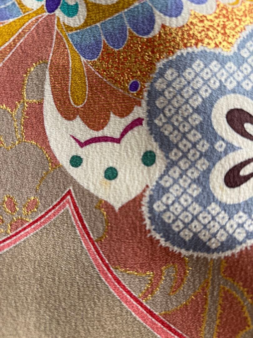 miar 様　⭐️振袖セット（７点）正絹振袖　成人式　クリーニング済　グレージュ系