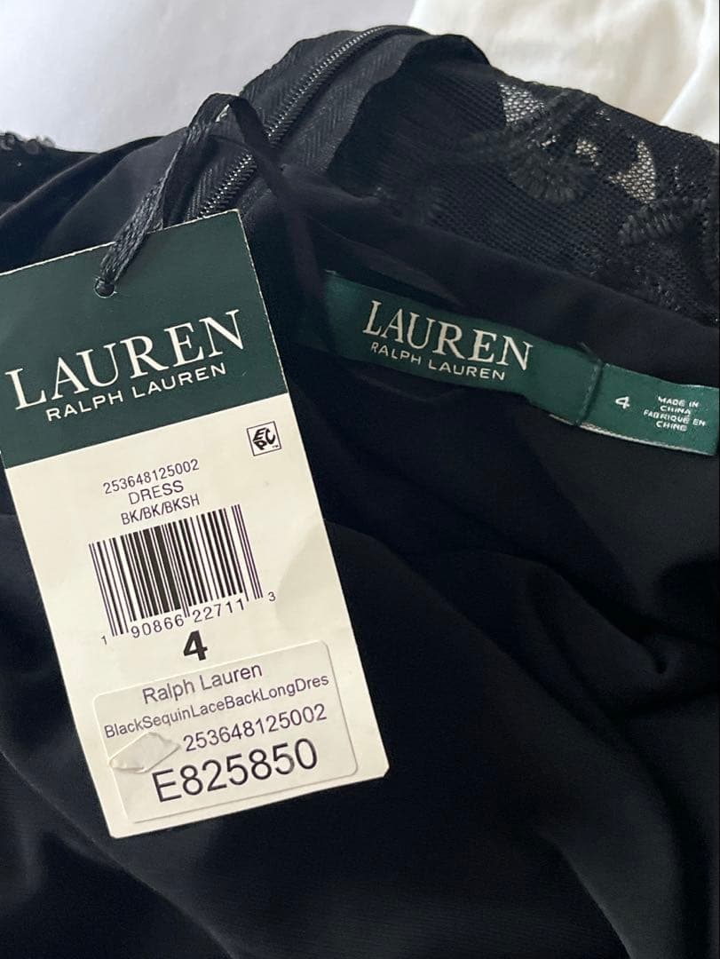 新品未使用　ラルフローレン　背中のレースが美しい ブラック パーティードレス