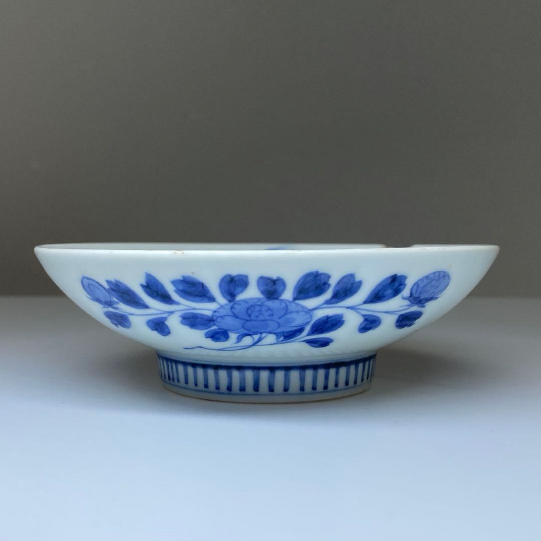 江戸中後期　極上手鍋島焼染付山水風景画皿　木箱付　本Y7-0331☆1Fタニト