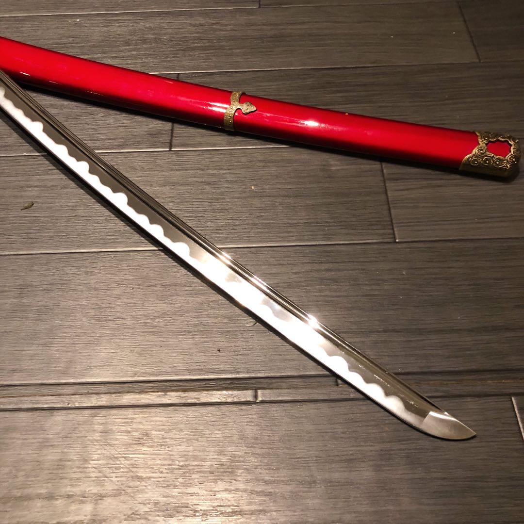 高級模造刀　居合刀　樋入刀身　合金刀身　朱拵え