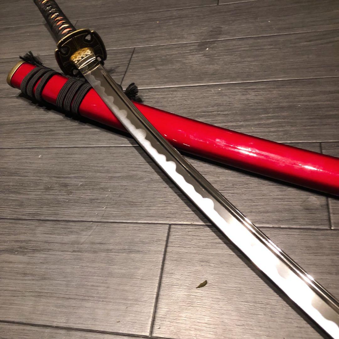 高級模造刀　居合刀　樋入刀身　合金刀身　朱拵え