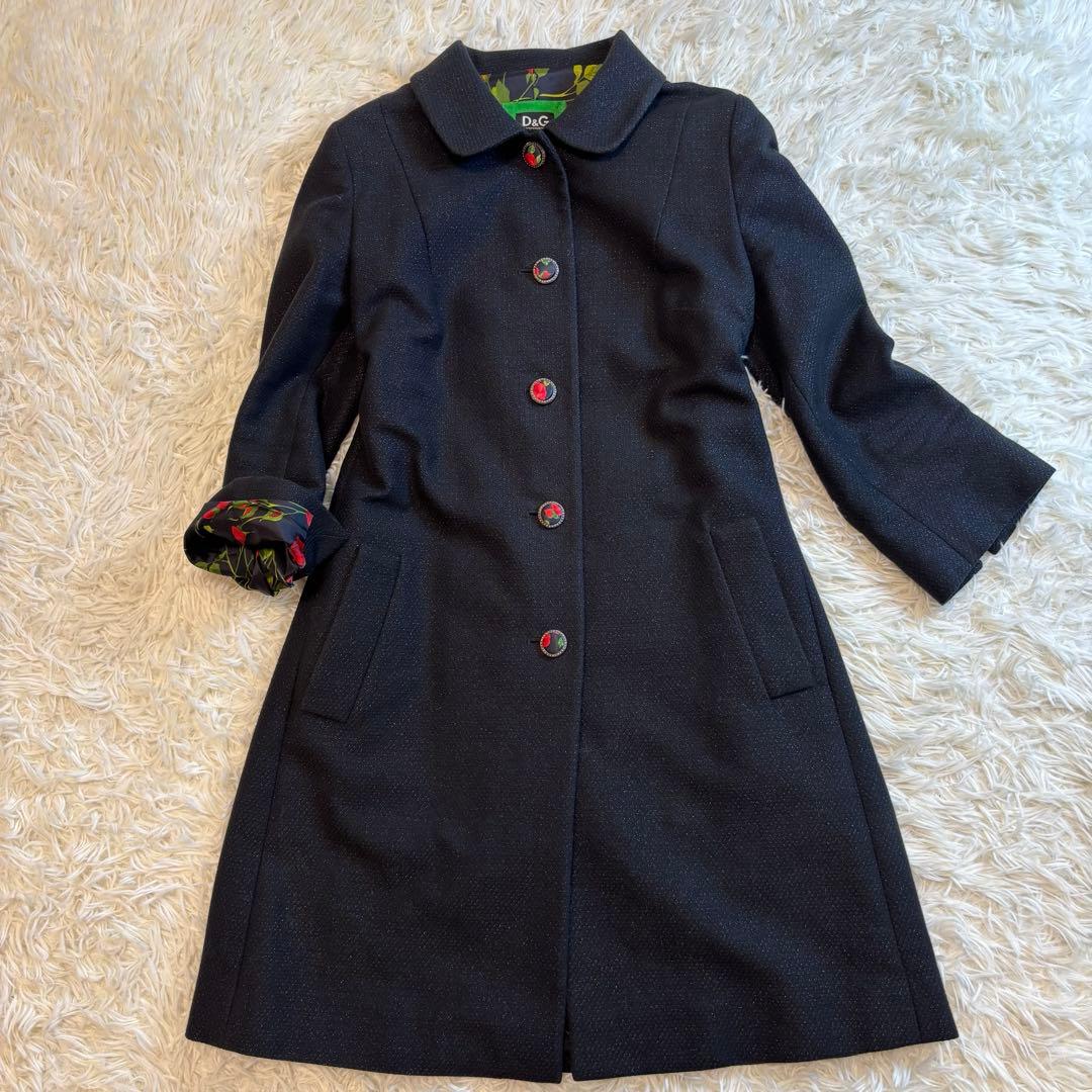 美品✨ドルチェ＆ガッバーナ　ロングコート　裏地花柄　Mサイズ