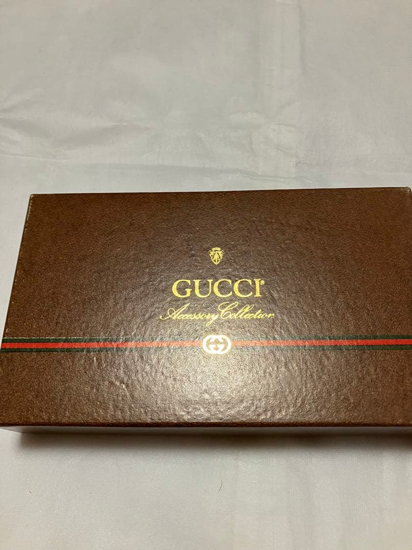 オールドGUCCI 二つ折り財布 ブラウン/ベージュ 箱付き