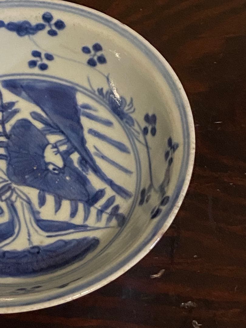 水草水禽文　古染付　平鉢