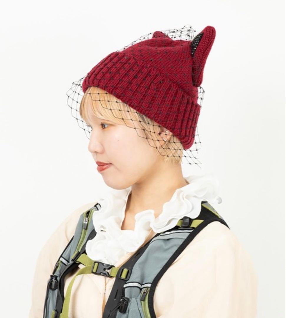 新品 カシラ CA4LA CAT ネコ　猫　猫耳　ニット帽　ビジュー