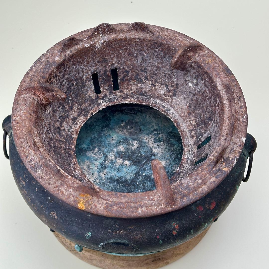 利久焜炉 安田工場 銅製 練炭コンロ アンティーク火鉢　骨董品　レア