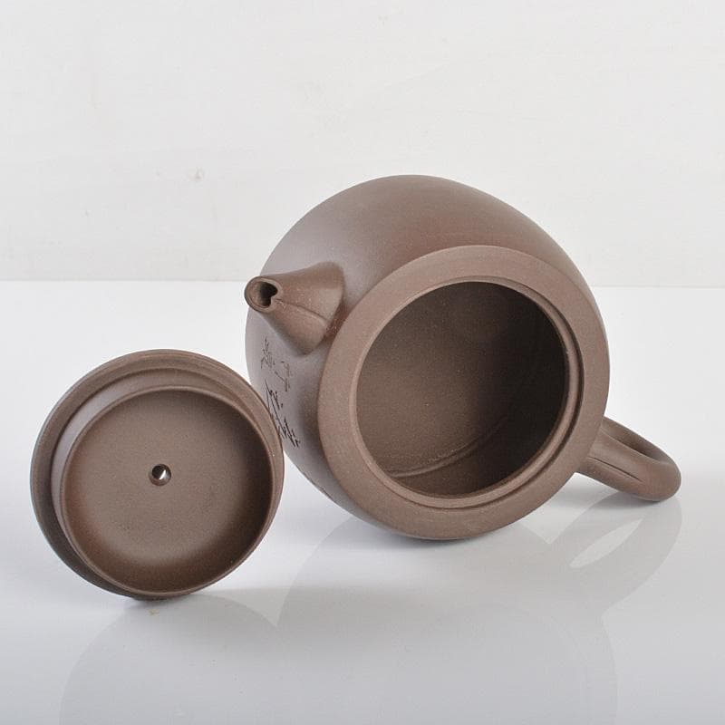 中国　紫砂　朱泥　漢詩刻　急須　茶壷　在銘　V　R6306