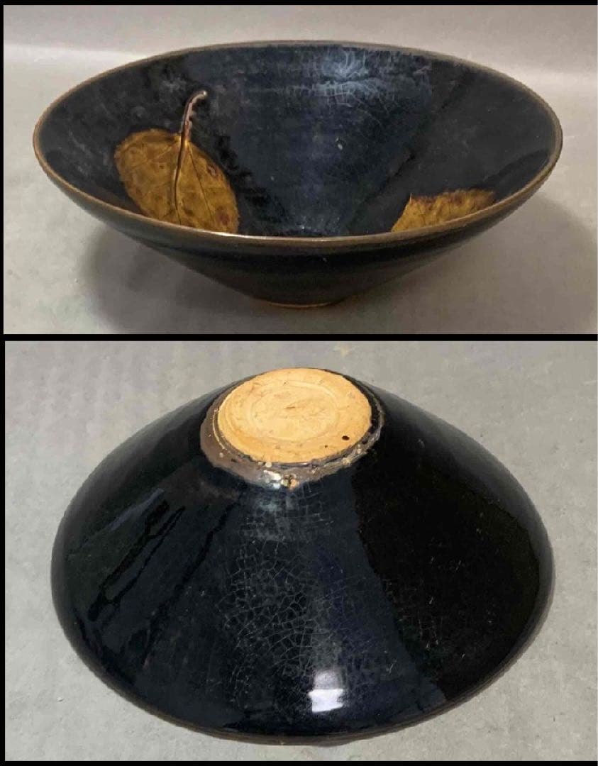 中国 木の葉平茶碗　f12230905